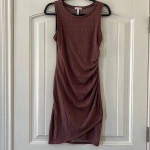Leith Bodycon Ruched Dress in deep heathered mauve